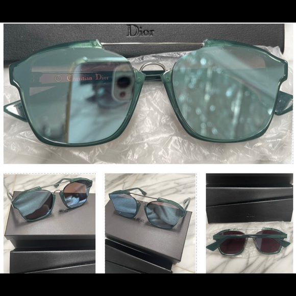 DIOR 2023 TOP SPRING COLOR IS GREEN,THIS PAIR HAS THE BLUE FLASH MIRROR LENSES - Picture 9 of 16